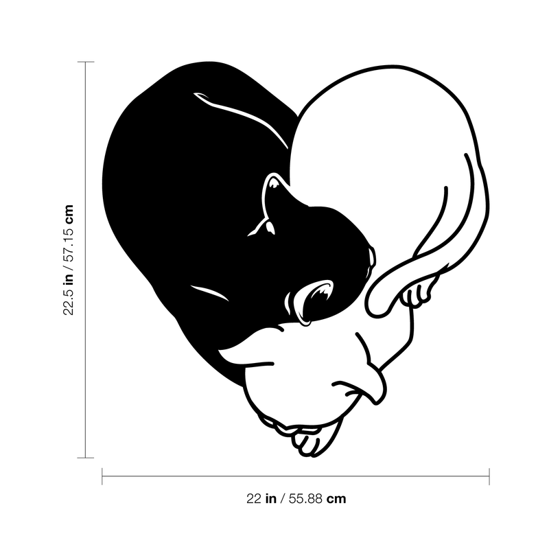 Vinyl Wall Art Decal - Heart Cats - 22.5" x 22" - Cute Trendy Kittens Shape For Pet Lovers Home Apartment Bedroom Living Room Dorm Room Indoor Decoration 4