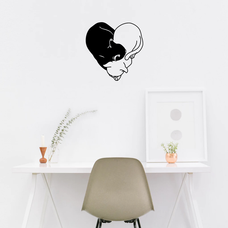 Vinyl Wall Art Decal - Heart Cats - 22.5" x 22" - Cute Trendy Kittens Shape For Pet Lovers Home Apartment Bedroom Living Room Dorm Room Indoor Decoration 3