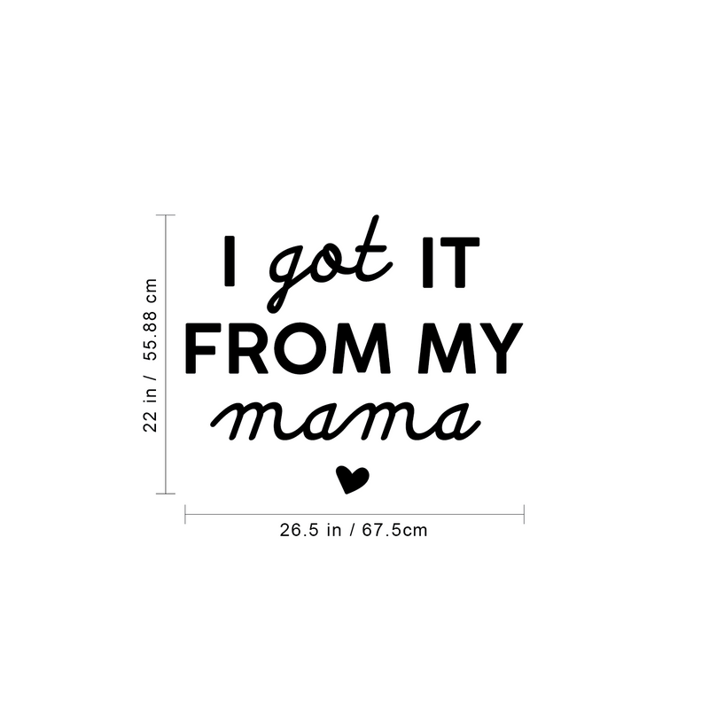 Vinyl Wall Art Decal - I Got It From My Mama - 22" x 26.5" - Sweet Charming Modern Mother Quote For Kids Bedroom Home Apartment Living Room Playroom Indoor Decoration 4