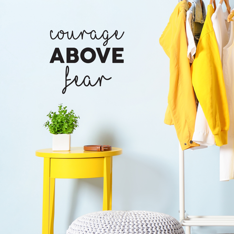 Vinyl Wall Art Decal - Courage Above Fear - 22" x 25.5" - Motivational Trendy Life Quote For Home Apartment Bedroom Living Room Work Office Classroom Indoor Decor 2