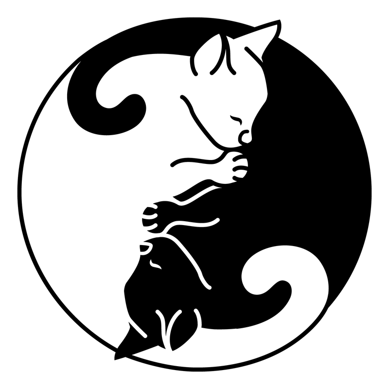 Vinyl Wall Art Decal - Ying Yang Cats - Cute Trendy Kittens Shape For Pet Lovers Home Apartment Bedroom Living Room Dorm Room Indoor Decoration 1