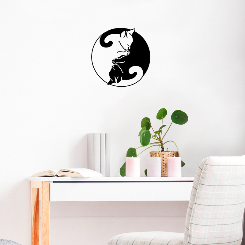 Vinyl Wall Art Decal - Ying Yang Cats - 22" x 22" - Cute Trendy Kittens Shape For Pet Lovers Home Apartment Bedroom Living Room Dorm Room Indoor Decoration 3