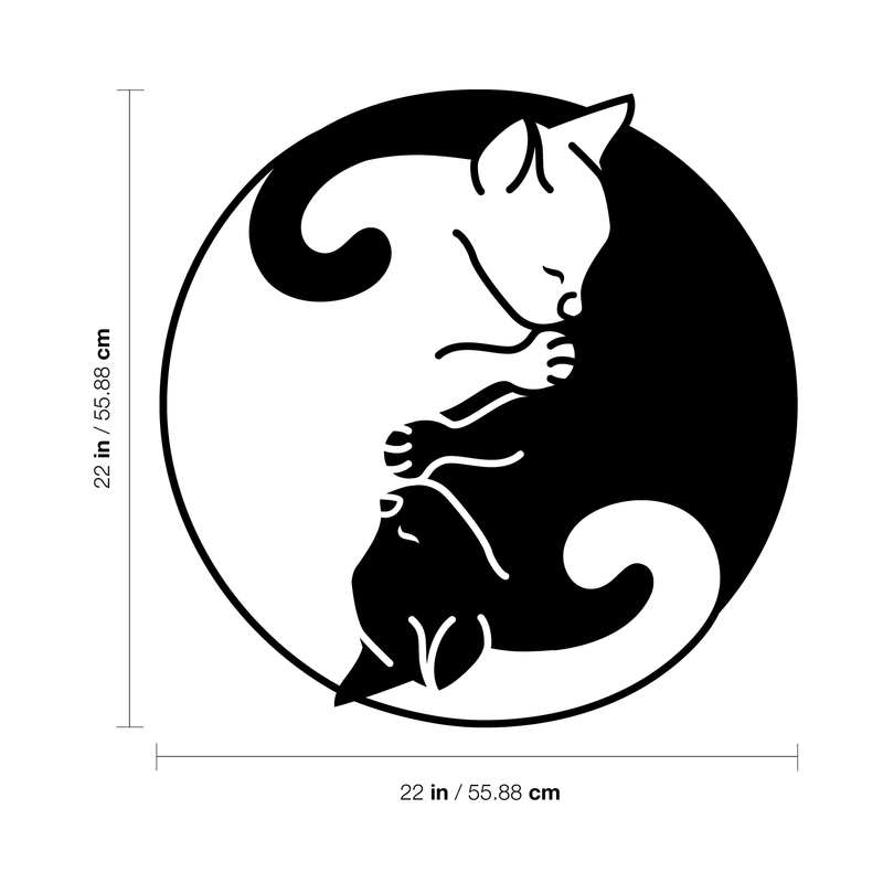 Vinyl Wall Art Decal - Ying Yang Cats - Cute Trendy Kittens Shape For Pet Lovers Home Apartment Bedroom Living Room Dorm Room Indoor Decoration 4