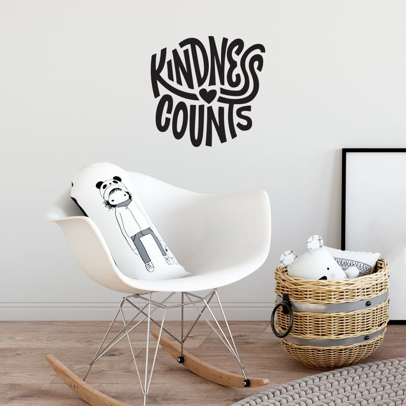 Vinyl Wall Art Decal - Kindness Counts - 22" x 26.6" - Trendy Inspirational Heart Shape Life Quote For Home Apartment Dining Room Living Room Bedroom Office Indoor Decoration 2