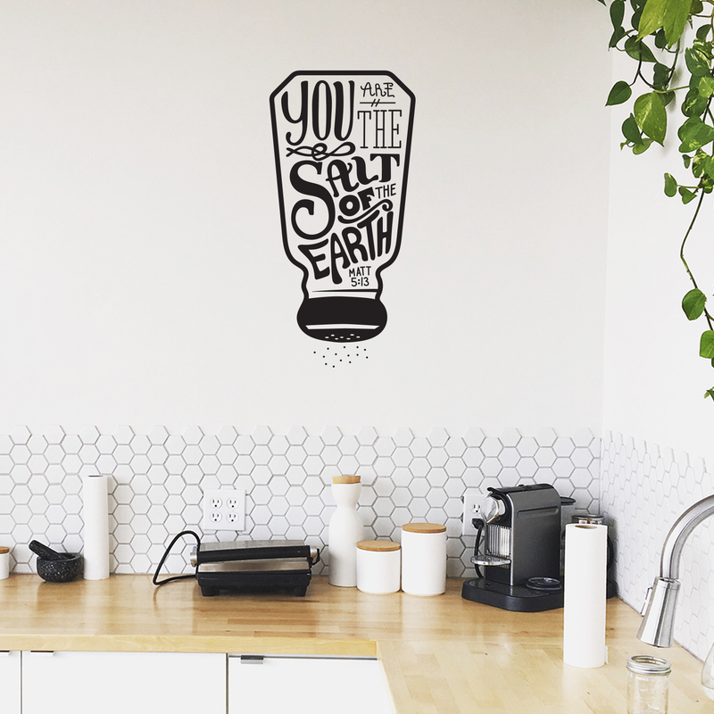 Vinyl Wall Art Decal - You Are The Salt Of The Earth Matt 5:13 - 40" x 22" - Trendy Cute Religious Biblical Quote For Bedroom Kitchen Living Room Dining Room Indoor Home Decoration 3