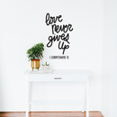 Vinyl Wall Art Decal - Love Never Gives Up - Trendy Positive Cursive Life Quote For Home Bedroom Office Apartment Living Room Indoor Decoration 2