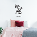 Vinyl Wall Art Decal - Love Never Gives Up - 36" x 22" - Trendy Positive Cursive Life Quote For Home Bedroom Office Apartment Living Room Indoor Decoration 3