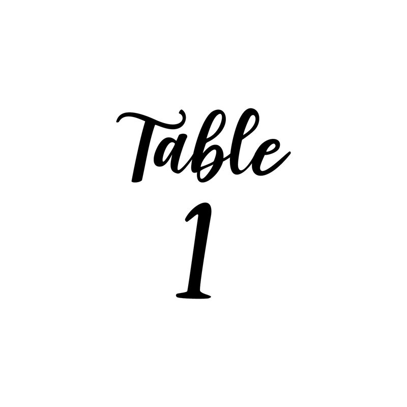 Vinyl Art Decals - Seating Chart Table Numbers 1-12 - From 5" x 4.5" Each - Elegant Find Your Seat Wedding Plan Couples Bride Groom Husband Wife Marriage Reception Love Decor 1