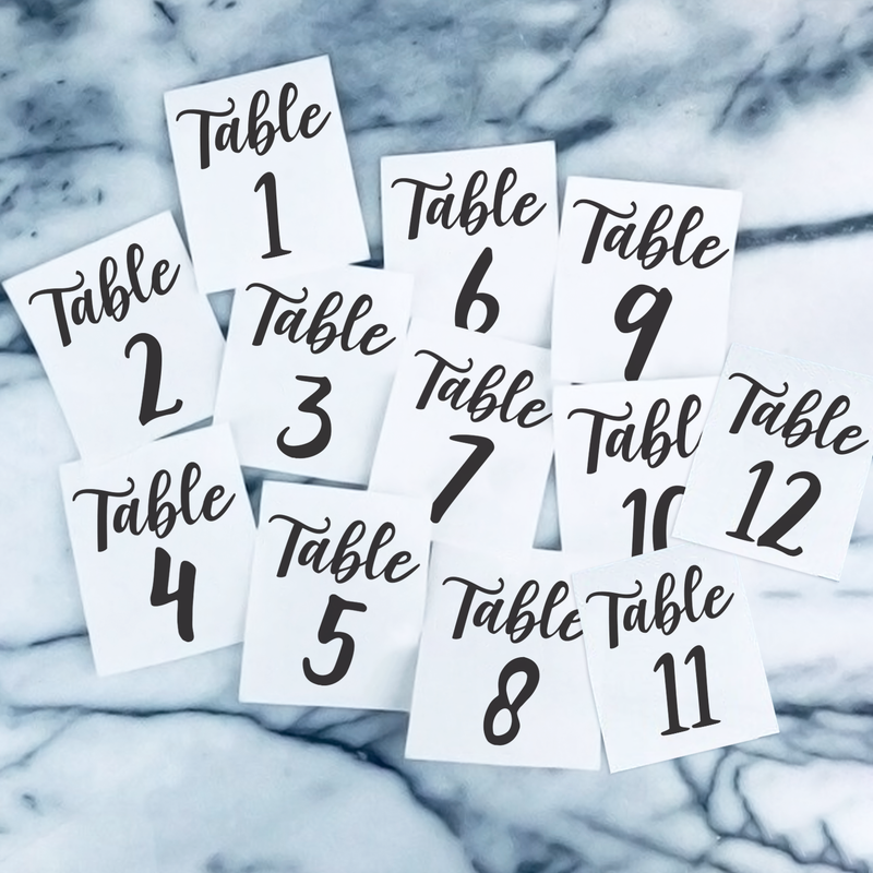 Vinyl Art Decals - Seating Chart Table Numbers 1-12 - From 5" x 4.5" Each - Elegant Find Your Seat Wedding Plan Couples Bride Groom Husband Wife Marriage Reception Love Decor 4