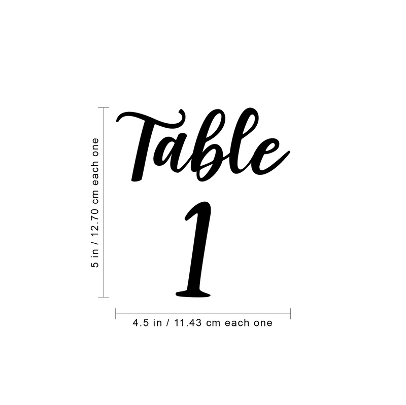 Vinyl Art Decals - Seating Chart Table Numbers 1-20 - From 5" x 4.5" Each - Elegant Find Your Seat Wedding Plan Couples Bride Groom Husband Wife Marriage Reception Love Decor 2