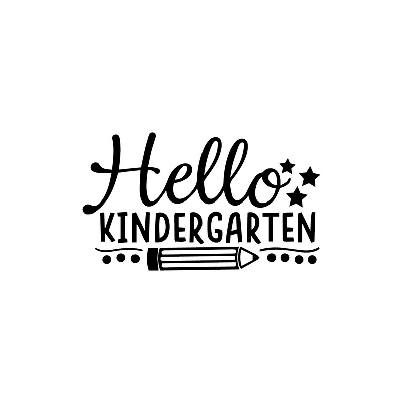 Vinyl Wall Art Decal - Hello Kindergarten - 22" x 38" - Trendy Star Pencil Shape Quote For Home Apartment Living Room Kids Room Nursery Playroom School Indoor Decoration 1