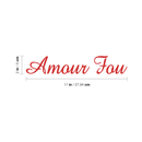 Vinyl Wall Art Decal - Amour Fou - 2" x 11" - Modern Cursive Passionate Love Desire French Quote For Home Living Room Bedroom Decor - Peel And Stick Apartment Work Office Sticker 4