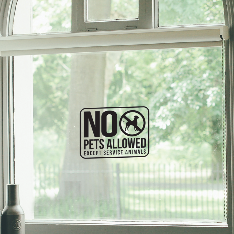 Vinyl Wall Art Decal - No Pets Allowed Except Service Animals - 8.7" x 12" - Modern White Informative Sign For Store Front Restaurant Business Building Shop Indoor Outdoor 2