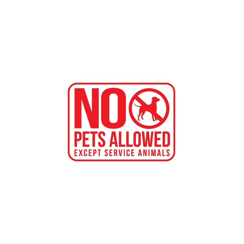 Vinyl Wall Art Decal - No Pets Allowed Except Service Animals - 8.7" x 12" - Modern White Informative Sign For Store Front Restaurant Business Building Shop Indoor Outdoor 1