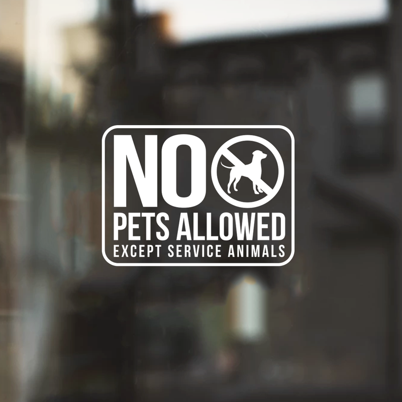 Vinyl Wall Art Decal - No Pets Allowed Except Service Animals - 8.7" x 12" - Modern White Informative Sign For Store Front Restaurant Business Building Shop Indoor Outdoor 2