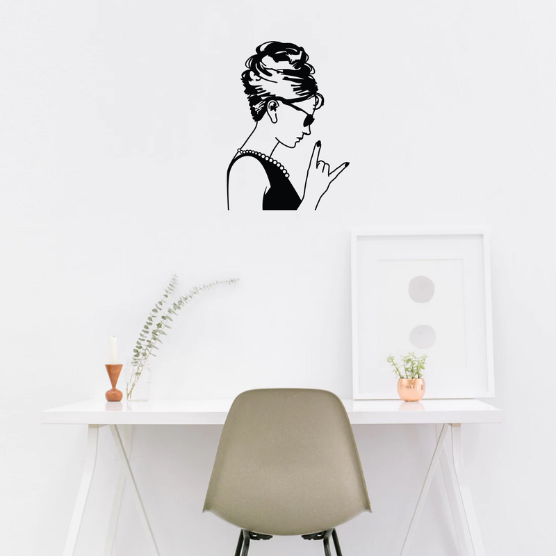 Vinyl Wall Art Decal - Audrey Hepburn Silhouette - 23. Chic Modern Trendy Artistic Design For Home Apartment Bedroom Living Room Workplace Office Indoor Decor 3