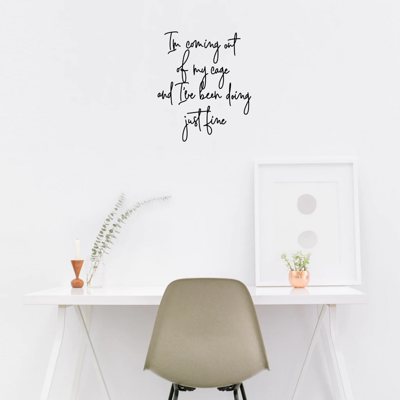 Vinyl Wall Art Decal - I'm Coming Out Of My Cage - Trendy Inspirational Lyrics Quote For Home Apartment Bedroom Living Room Office Workplace Indoor Decoration 2