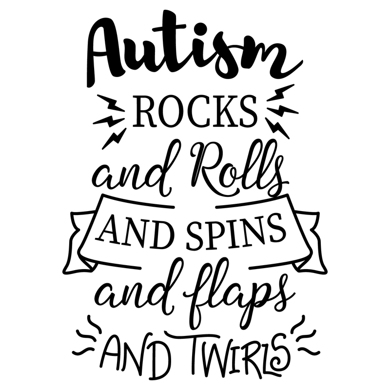 Vinyl Wall Art Decal - Autism Rocks And Rolls - 25" x 17" - Modern Inspirational Life Quote For Home Bedroom Playroom Nursery School Classroom Workplace Indoor Decoration 1