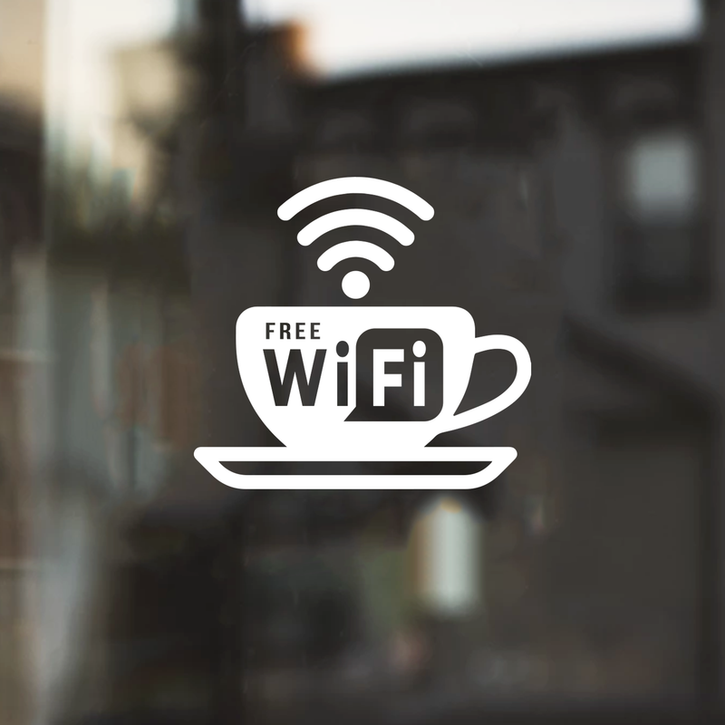 Vinyl Wall Art Decal - Free Wifi Sign - 5.5" x 6" - Modern White Informative Internet Sign For Store Front Restaurant Business Building Shop Indoor Outdoor 2