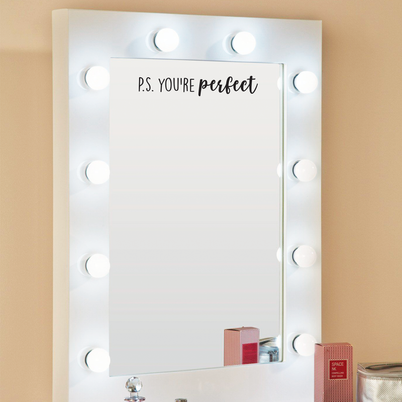 Vinyl Wall Art Decal - P.S. You're Perfect - 2" x 12" - Motivational Positive Life Quote For Home Bedroom Mirror Office Workplace Classroom Apartment Living Room School Decor 2