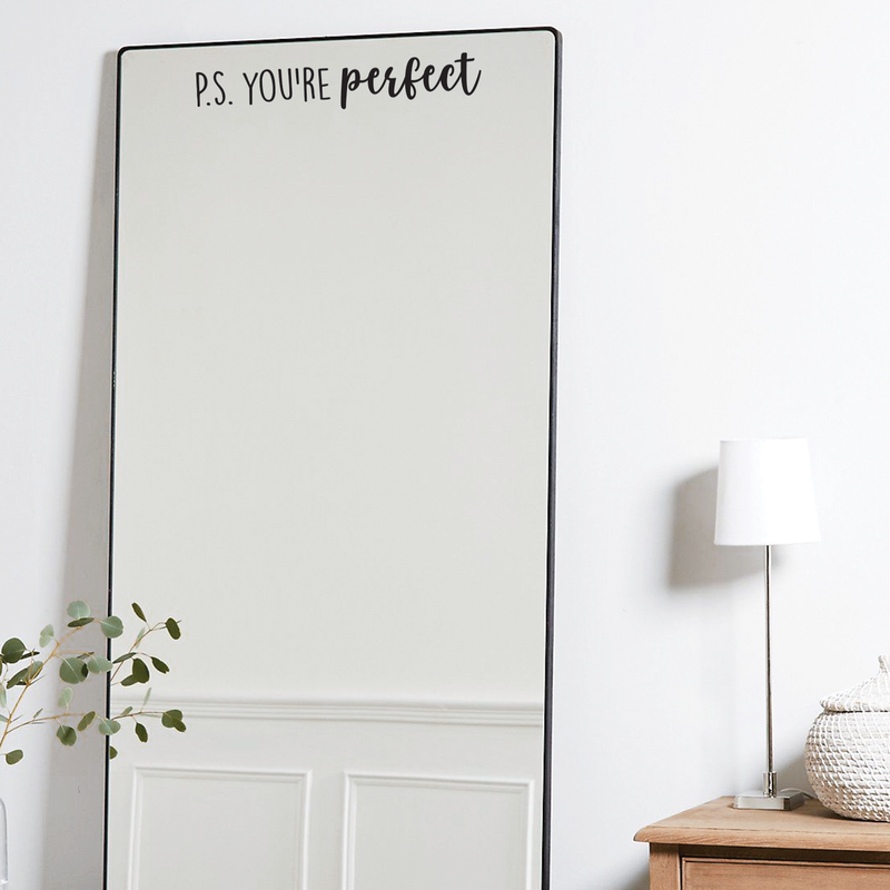 Vinyl Wall Art Decal - P.S. You're Perfect - Motivational Positive Life Quote For Home Bedroom Mirror Office Workplace Classroom Apartment Living Room School Decor 3