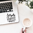 Vinyl Wall Art Decal - Jesus And Coffee Amen - 3.5" x 3.5" -  Modern Religious Cursive Quote For Laptop Bedroom Luggage Car Bumper Sticker Computer Notebook Mug Decoration 2