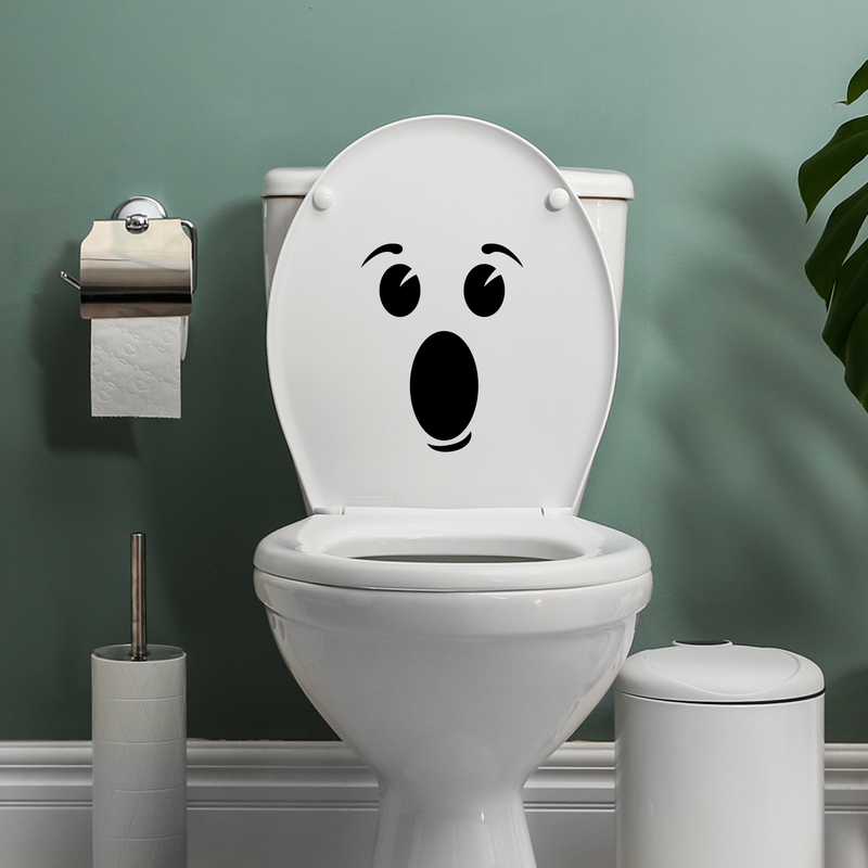 Vinyl Wall Art Decal - Surprise Face - Funny Modern Humorous Toilet Flushing Design For Apartment Home Bathroom Dorm Room Restaurant Bar Indoor Decoration 3