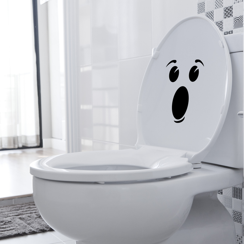 Vinyl Wall Art Decal - Surprise Face - 9" x 7" - Funny Modern Humorous Toilet Flushing Design For Apartment Home Bathroom Dorm Room Restaurant Bar Indoor Decoration 2