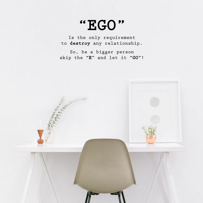 Vinyl Wall Art Decal - EGO Skip The E And Let It Go - 17" x 35" - Inspirational Positive Life Quote For Home Apartment Bedroom Living Room Office Workplace Classroom School Indoor Decoration 2