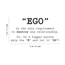 Vinyl Wall Art Decal - EGO Skip The E And Let It Go - 17" x 35" - Inspirational Positive Life Quote For Home Apartment Bedroom Living Room Office Workplace Classroom School Indoor Decoration 4
