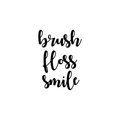 Vinyl Wall Art Decal - Brush Floss Smile - 5. - Trendy Cursive Funny Bathroom Quote For Home Apartment Bedroom Bathtub Shower Dorm Room Kids Toddlers Room Indoor Decoration 1