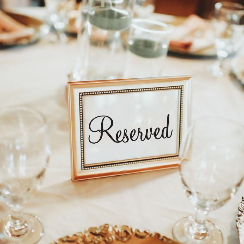 Vinyl Wall Art Decal - Reserved - 1.5" x 5" - Modern Trendy Cursive Wedding Table Reception Dinner Celebration Sign For Glass Frame Paper Family Friends Seating Area Decoration 2