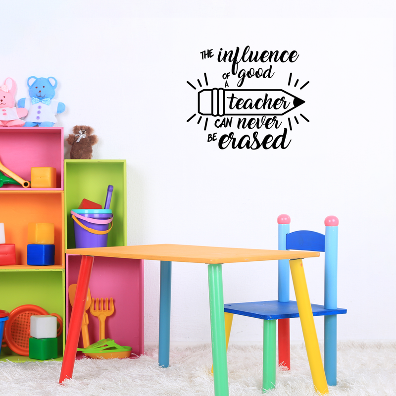 Vinyl Wall Art Decal - The Influence Of A Good Teacher Can Never Be Erased - 17" x 20" - Inspirational Teachers Quote For Home Bedroom Office Workplace School Classroom Indoor Decoration 2