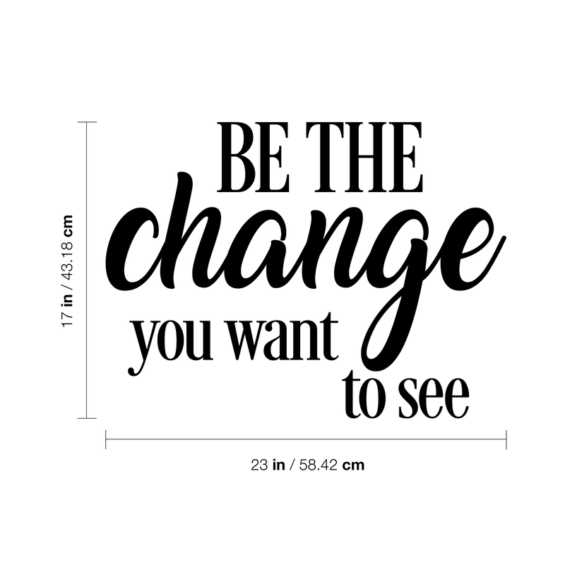 Vinyl Wall Art Decal - Be The Change You Want To See - 17" x 23" - Inspirational Positive Life Quote For Home Bedroom Living Room Office Workplace Classroom School Indoor Decoration 4