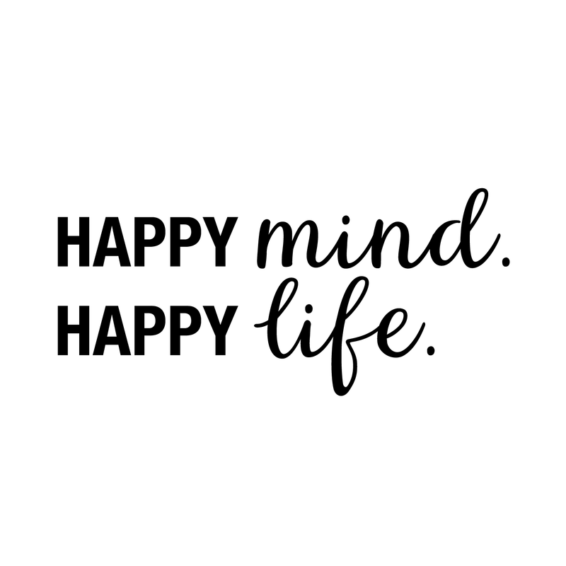 Vinyl Wall Art Decal - Happy Mind Happy Life - 11" x 24" - Inspirational Positive Happiness Life Quote For Home Bedroom Living Room Office Workplace Classroom School Indoor Decoration 1