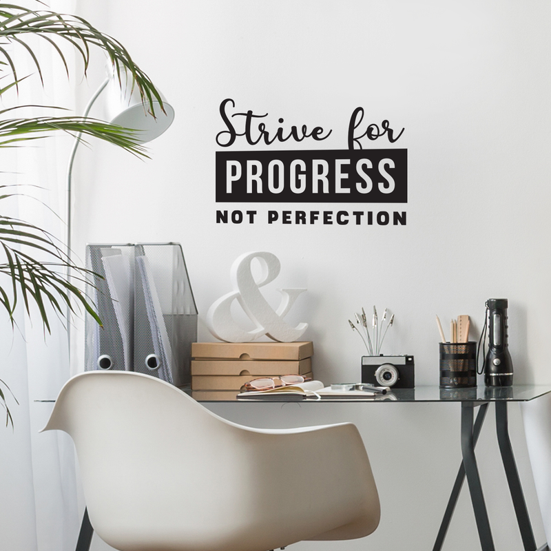 Vinyl Wall Art Decal - Strive For Progress Not Perfection - 18" x 27" - Inspirational Positive Life Quote For Home Apartment Bedroom Living Room Office Workplace Classroom Indoor Decoration 2