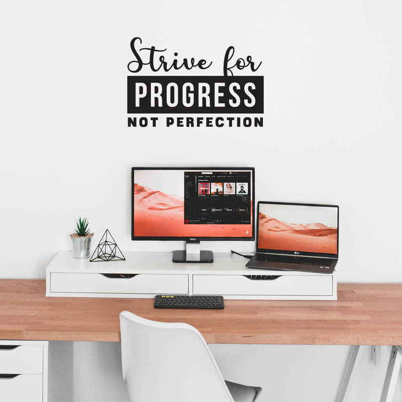 Vinyl Wall Art Decal - Strive For Progress Not Perfection - 18" x 27" - Inspirational Positive Life Quote For Home Apartment Bedroom Living Room Office Workplace Classroom Indoor Decoration 3