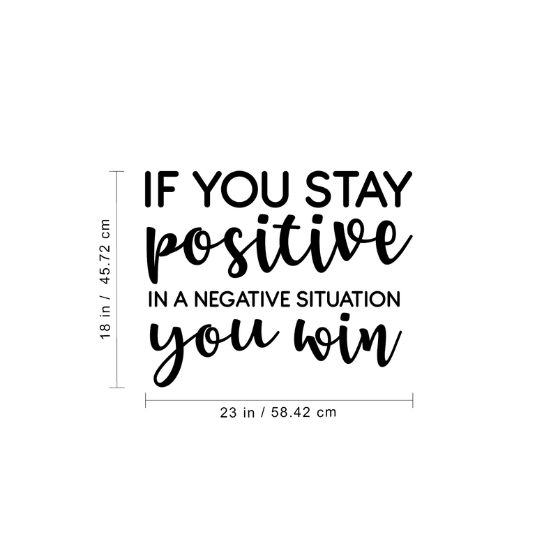 Vinyl Wall Art Decal - If You Stay Positive In A Negative Situation You Win - 18" x 23" - Motivational Positive Sticker Quote For Bedroom Living Room Playroom Office Workplace Classroom Decoration 4