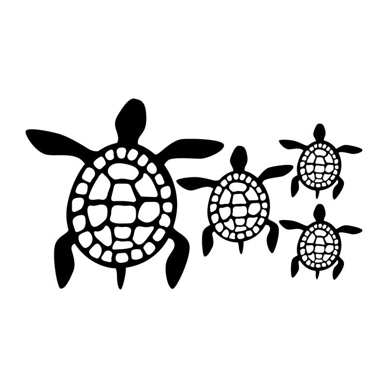 Vinyl Wall Art Decal - Turtles - 17" x 30" - Cute Modern Turtle Design For Animal Lovers Home Apartment Kids Bedroom Closet Door Window Playroom Classroom Nursery Sticker Decoration 1