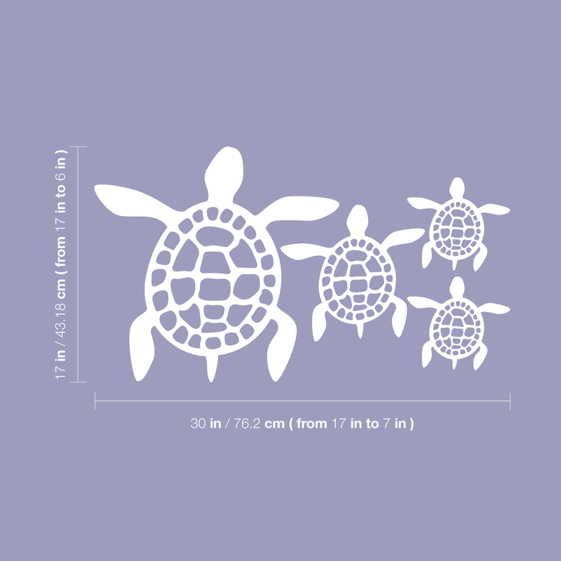 Vinyl Wall Art Decal - Turtles - 17" x 30" - Cute Modern Turtle Design For Animal Lovers Home Apartment Kids Bedroom Closet Door Window Playroom Classroom Nursery Sticker Decoration 4