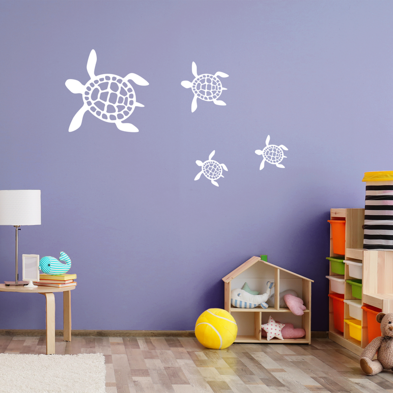 Vinyl Wall Art Decal - Turtles - 17" x 30" - Cute Modern Turtle Design For Animal Lovers Home Apartment Kids Bedroom Closet Door Window Playroom Classroom Nursery Sticker Decoration 2