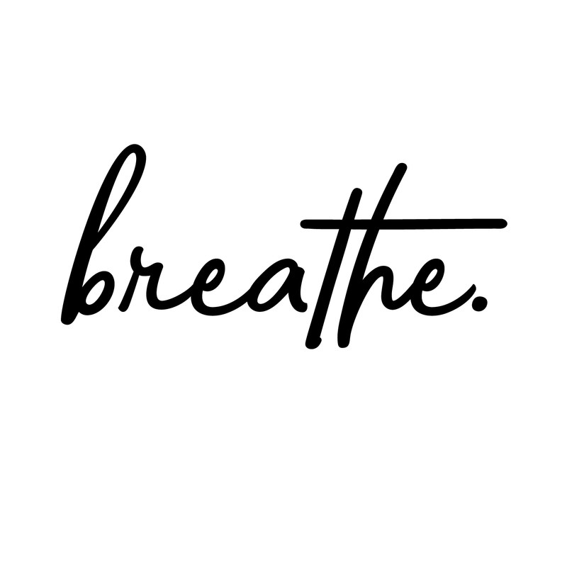 Vinyl Wall Art Decal - Breathe - 11" x 24" - Trendy Cursive Inspirational Life Quote For Home Apartment Bedroom Living Room Office Workplace School Classroom Sticker Decoration 1