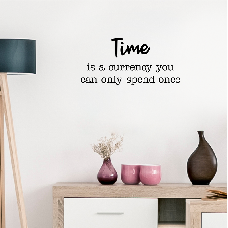 Vinyl Wall Art Decal - Time Is A Currency You Can Only Spend Once - Modern Motivational Life Sticker Quote For Home Apartment Living Room Office Workplace School Decoration 3