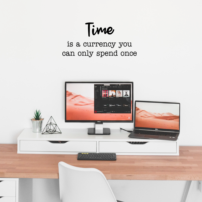 Vinyl Wall Art Decal - Time Is A Currency You Can Only Spend Once - Modern Motivational Life Sticker Quote For Home Apartment Living Room Office Workplace School Decoration 5