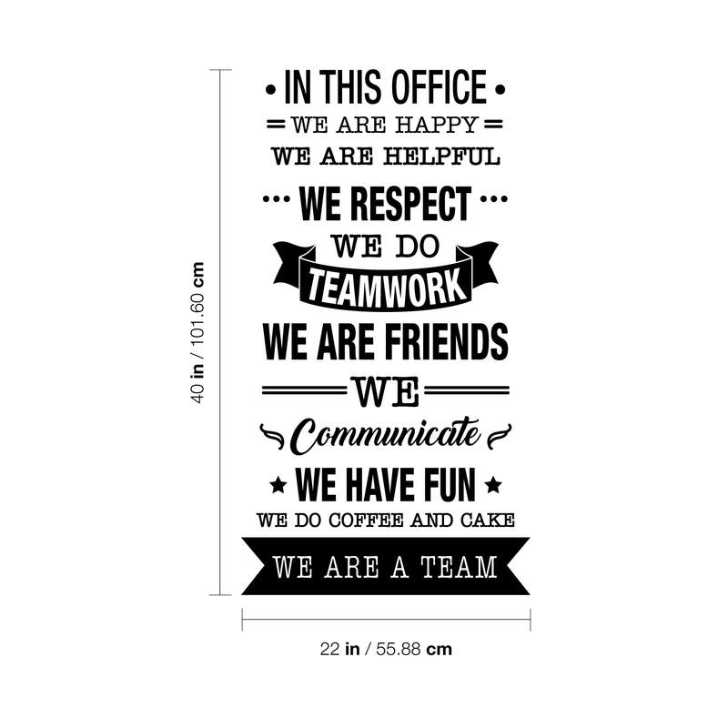 Vinyl Wall Art Decal - In This Office We Do Teamwork - Trendy Inspirational Work Values Quote For Employers Office Workplace Company Organization School Sticker Decoration 1