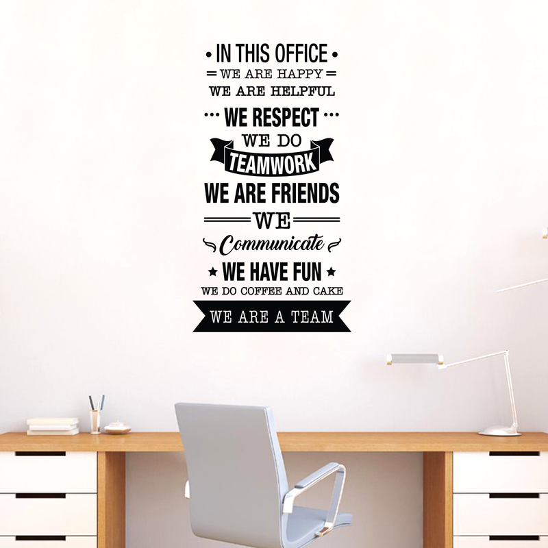 Vinyl Wall Art Decal - In This Office We Do Teamwork - Trendy Inspirational Work Values Quote For Employers Office Workplace Company Organization School Sticker Decoration 4