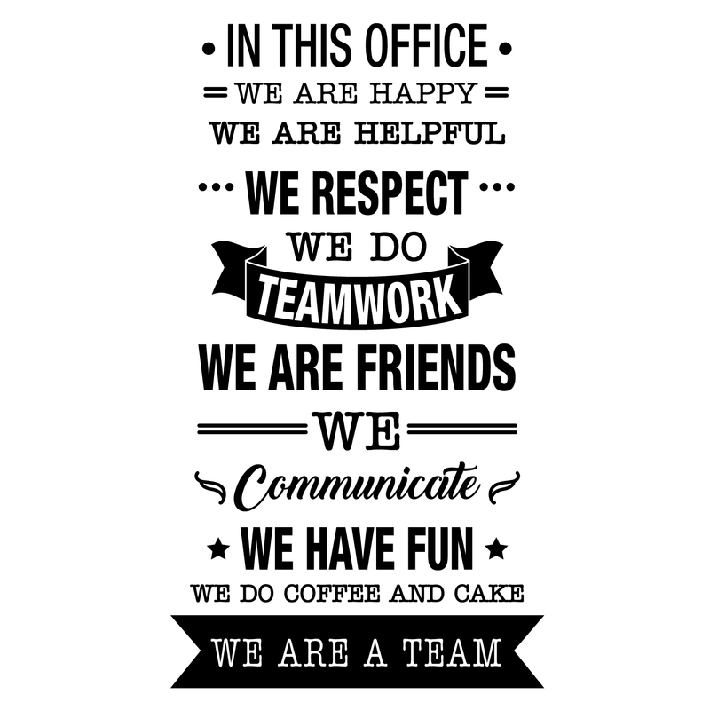Vinyl Wall Art Decal - In This Office We Do Teamwork - Trendy Inspirational Work Values Quote For Employers Office Workplace Company Organization School Sticker Decoration 5