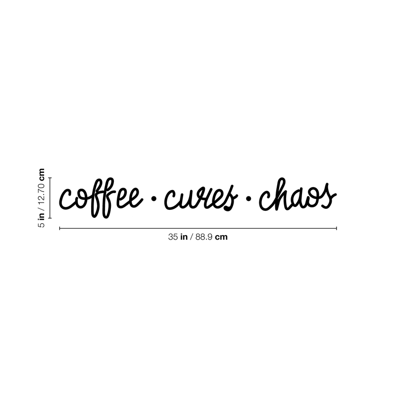 Vinyl Wall Art Decal - Coffee Curves Chaos - 5" x 35" - Trendy Humorous Quote For Coffee Lovers Home Apartment Kitchen Living Room Office Workplace Cafe School Sticker Decoration 4