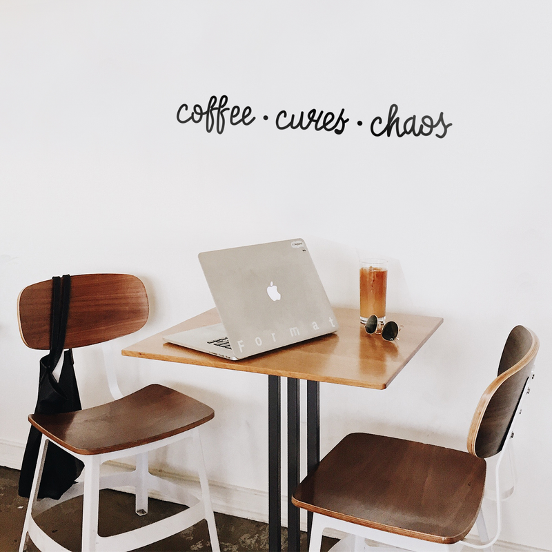 Vinyl Wall Art Decal - Coffee Curves Chaos - Trendy Humorous Quote For Coffee Lovers Home Apartment Kitchen Living Room Office Workplace Cafe School Sticker Decoration 3