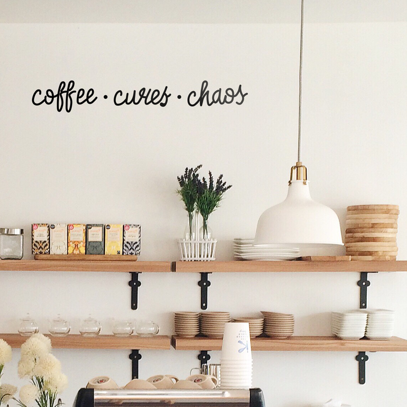 Vinyl Wall Art Decal - Coffee Curves Chaos - Trendy Humorous Quote For Coffee Lovers Home Apartment Kitchen Living Room Office Workplace Cafe School Sticker Decoration 2